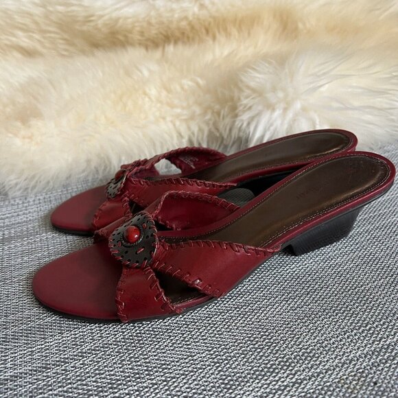 Ladies Naturalizer Dumas Red Leather Sandals Shoes Size 10M New Womens Heels - Picture 3 of 9